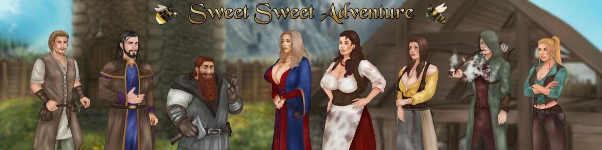 Sweet Sweet Adventures [Inprogress, 0.3.2.0] (Honeybeer) [unken] [2022, ADV, Male Hero, Bigtits, Romance, Group, Xray, Blowjob] [Rus Eng]